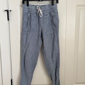 Athleta Chambray-Style Drawstring Joggers in Light Blue